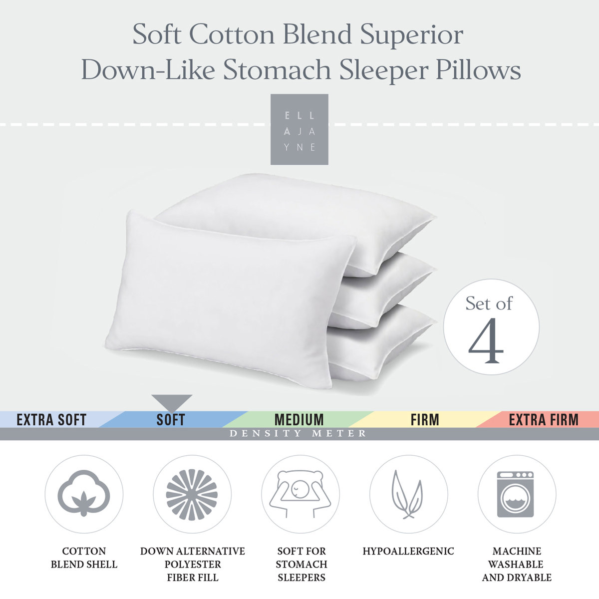 Santos Superior Down-Alternative Pillow, Soft Density (Set of 4)